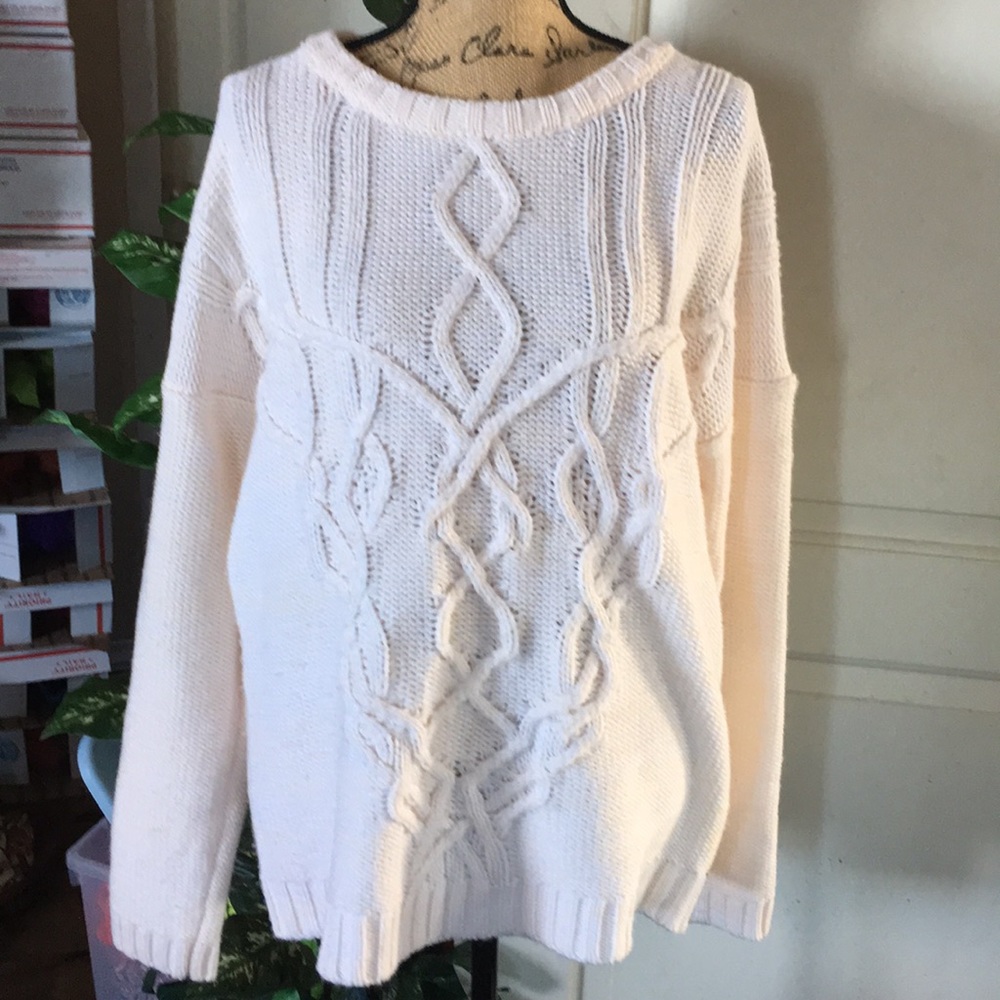 Obey #89 Chunky Knit Sweater Size Large Cream
